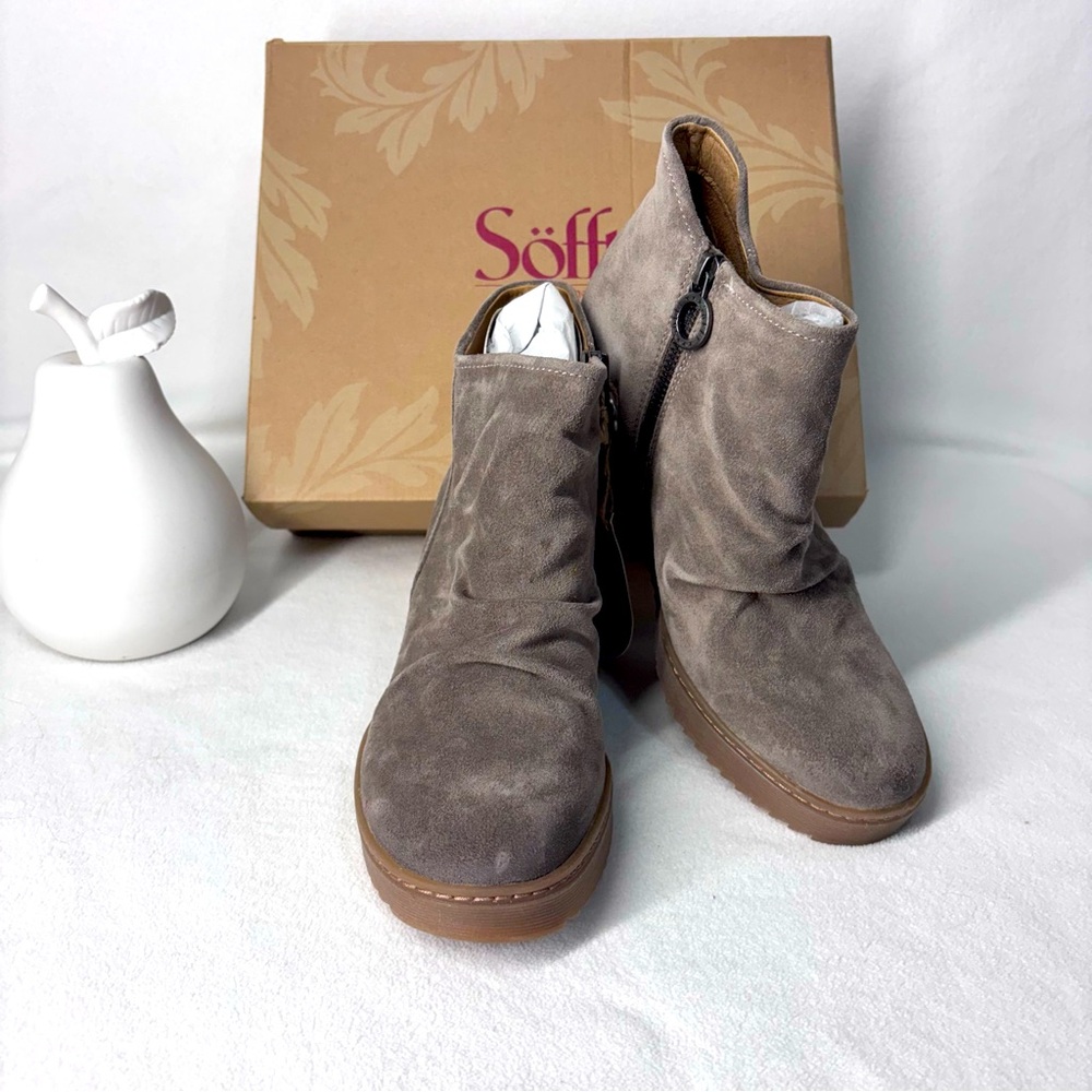 Sofft Siri Taupe Suede Slouch Ankle Boot Size 10 NWT